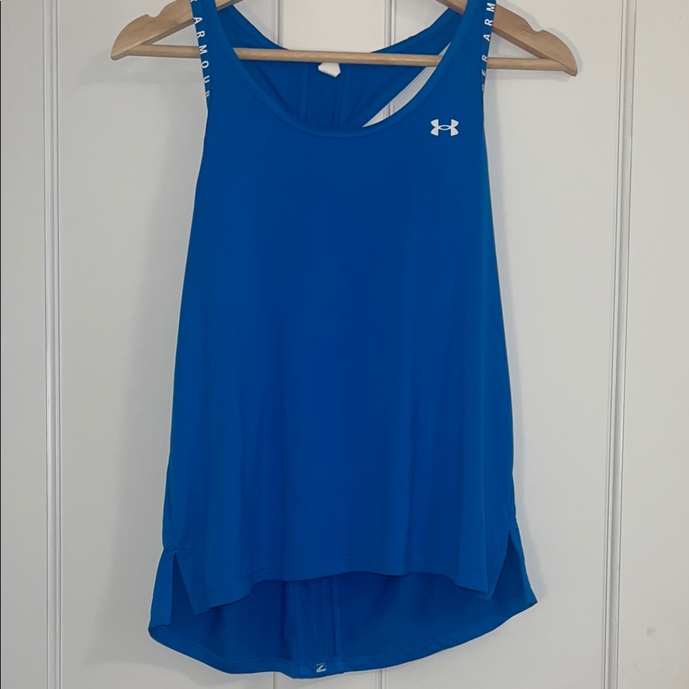 Under Armour Blue Sleeveless High Low Tank Top